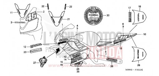 RAYURE (CBR600FR2) CBR600FR2 de 2002